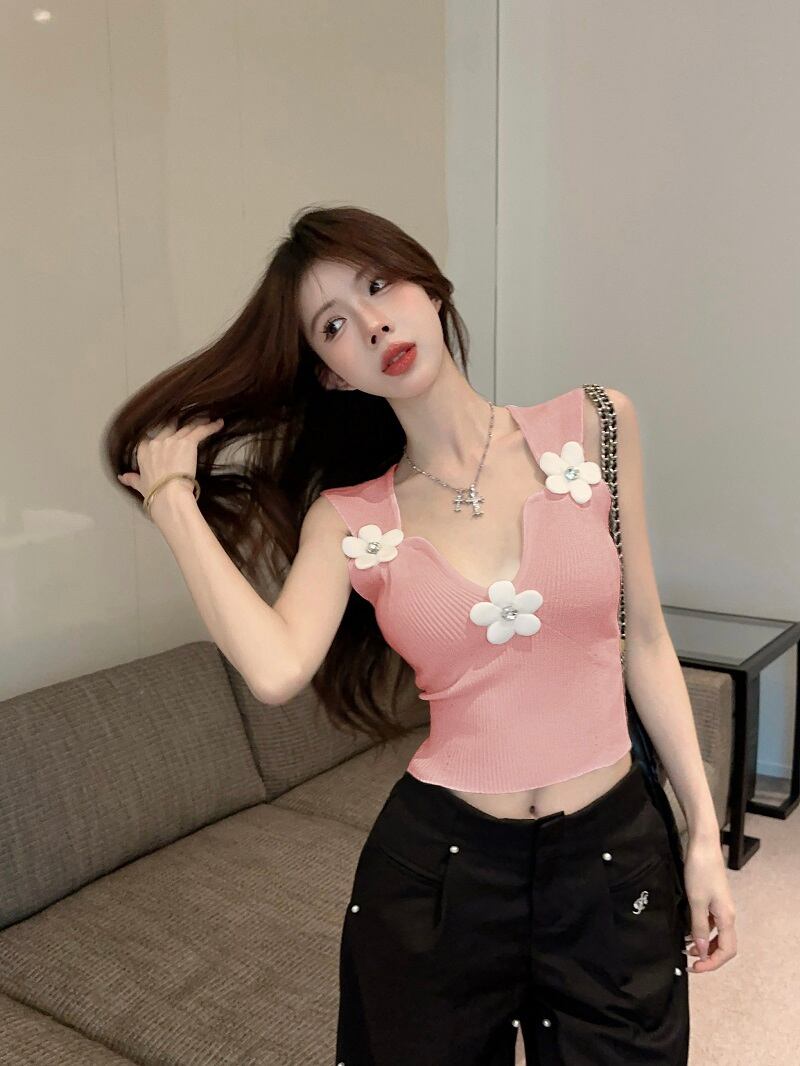 【tops】ニットノースリーブトップス　M30097