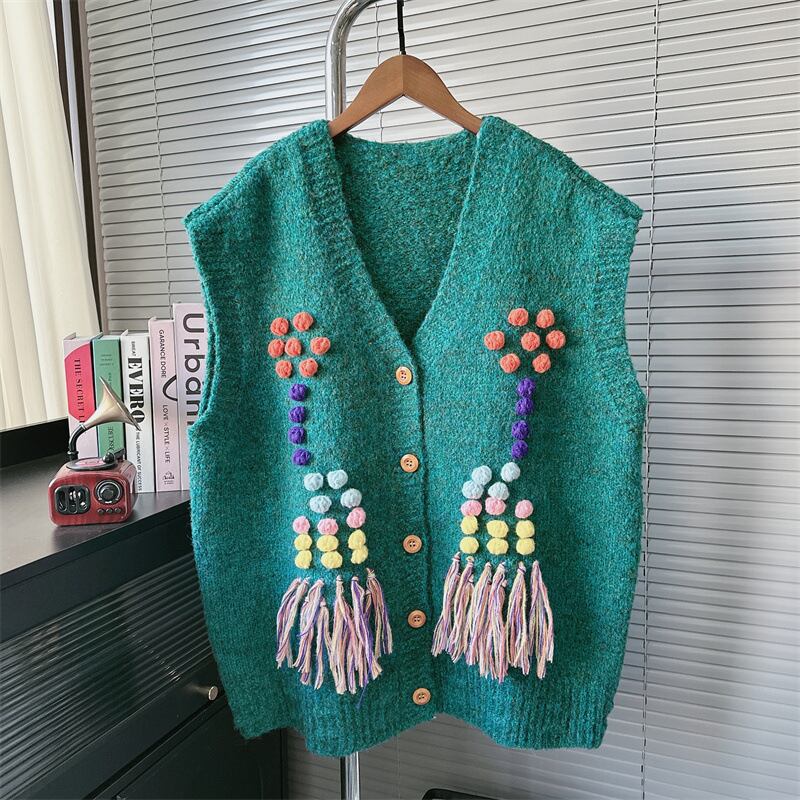 【tops】Vネックニットベスト　M28371