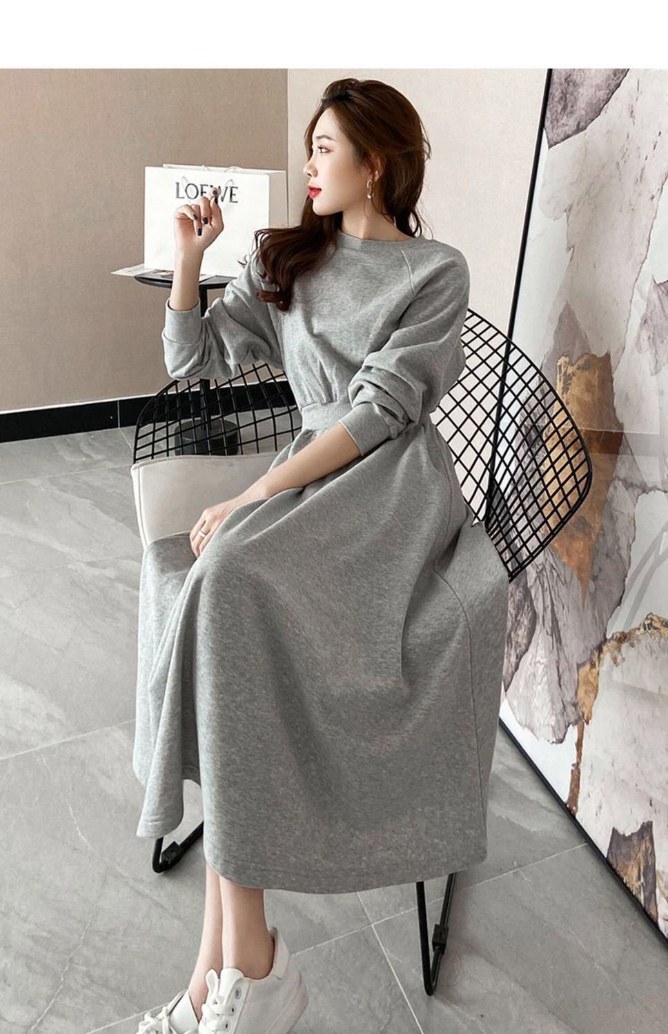 【dress】カジュアル気質満点着心地良い秋冬シンプル長袖ワンピース G2698