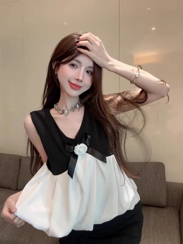 【tops】VネックペプラムタンクトップF7085