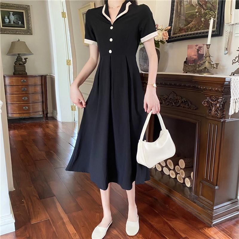 【dress】夏好感度UP!気質満点シンプルレトロレディース プラスサイズワンピース