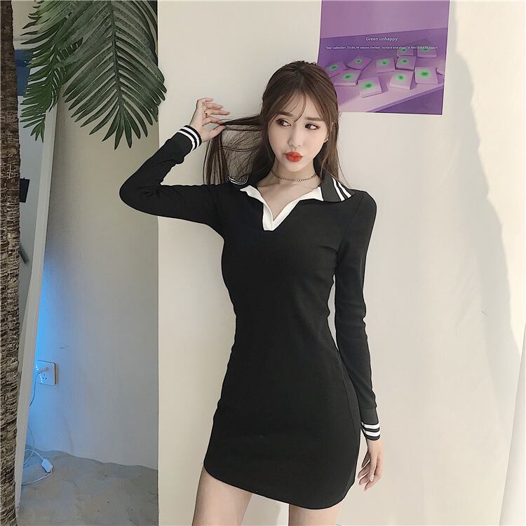 【dress】ファッション! 韓国系シンプル ギャル秋着痩せタイトワンピース G1925