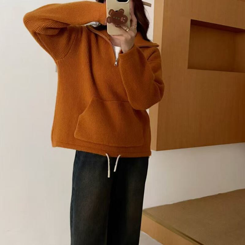 【tops】ポケット付きニットトップス Q7173