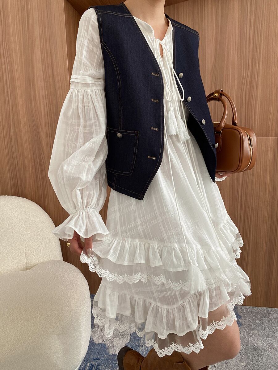 【dress】レースドッキングティアードワンピース　N2973