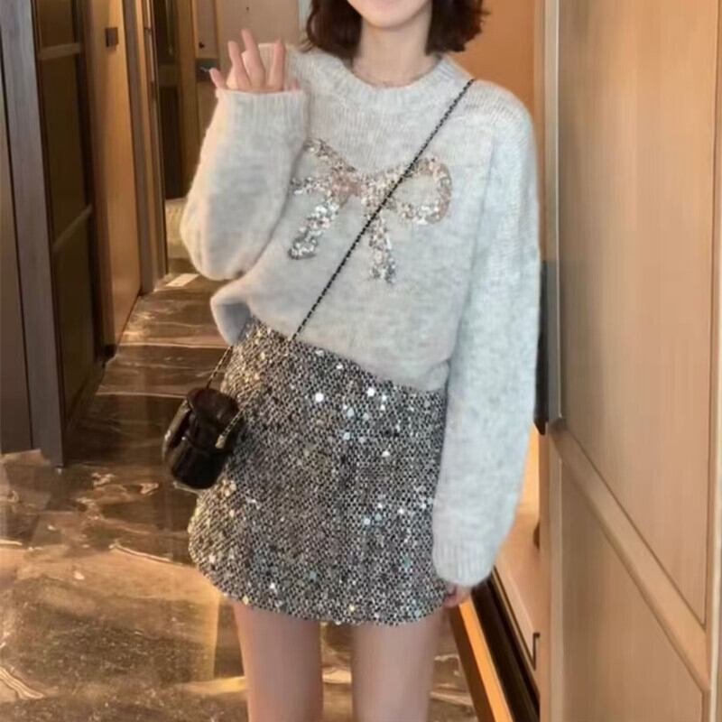 【tops】スパンコールニットセーター　M28738