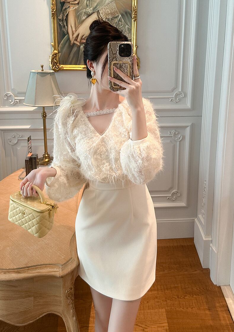 【dress】Vネックドッキングワンピース　M27370