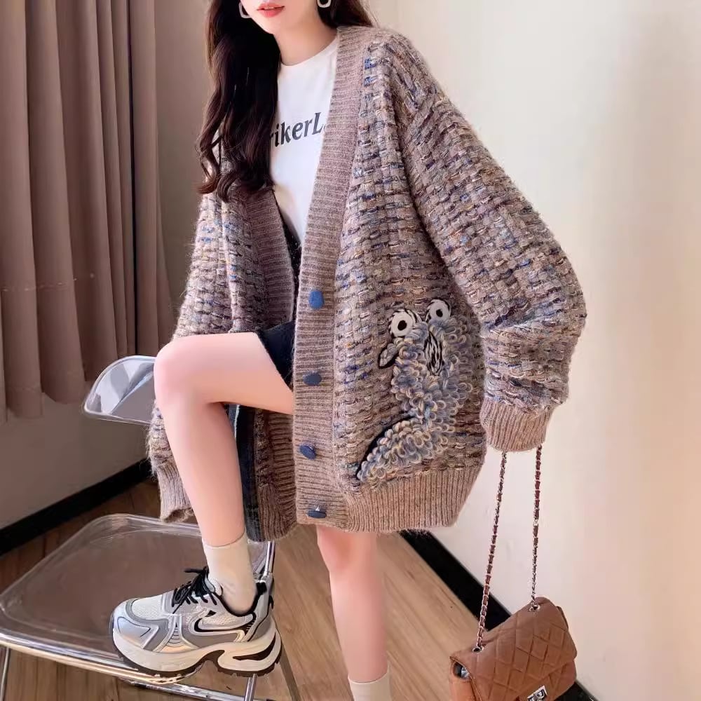 【outer】Vネックニットカーデ　M25755