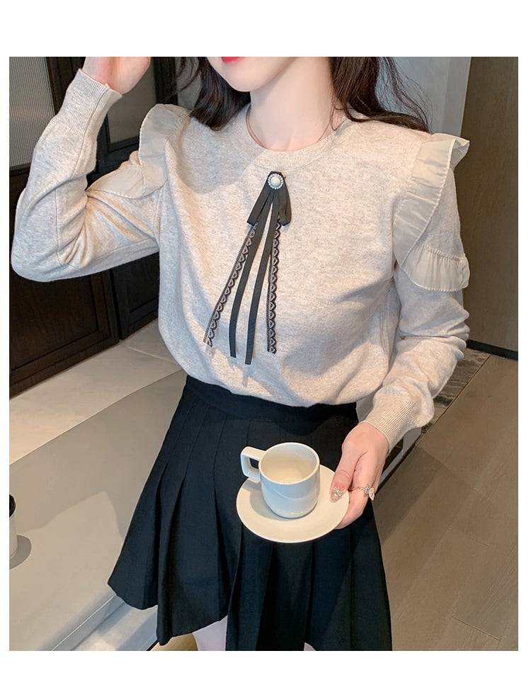 【tops】フリルニットトップス　M26211