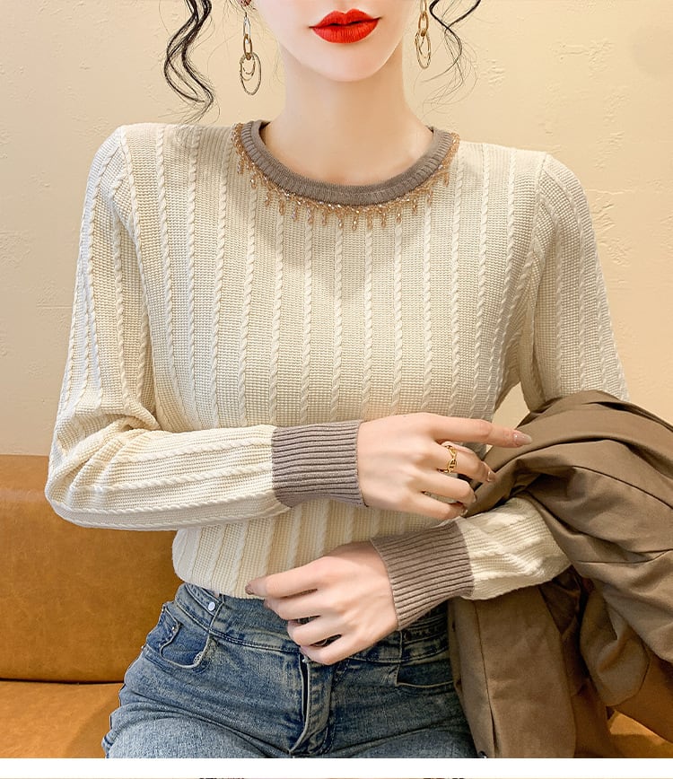 【tops】クルーネックニットトップス　M27423