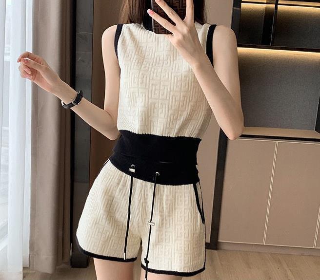 【set】ニットタンクトップ+ショートパンツ2点セットF7371