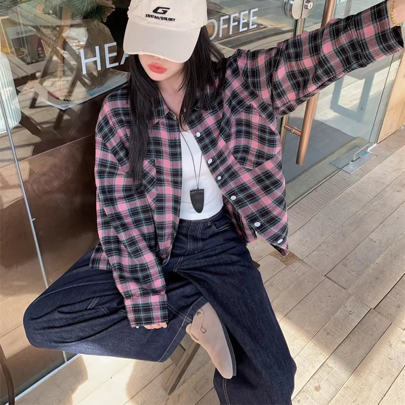 【tops】チェック柄シャツ Q8182