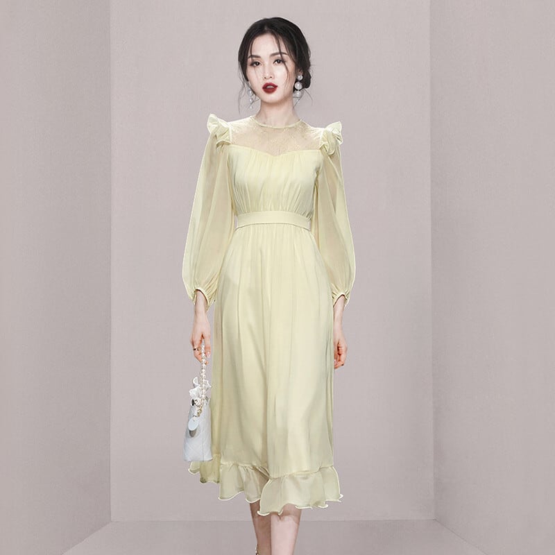 【dress】フリルパフスリーブワンピース　M29945