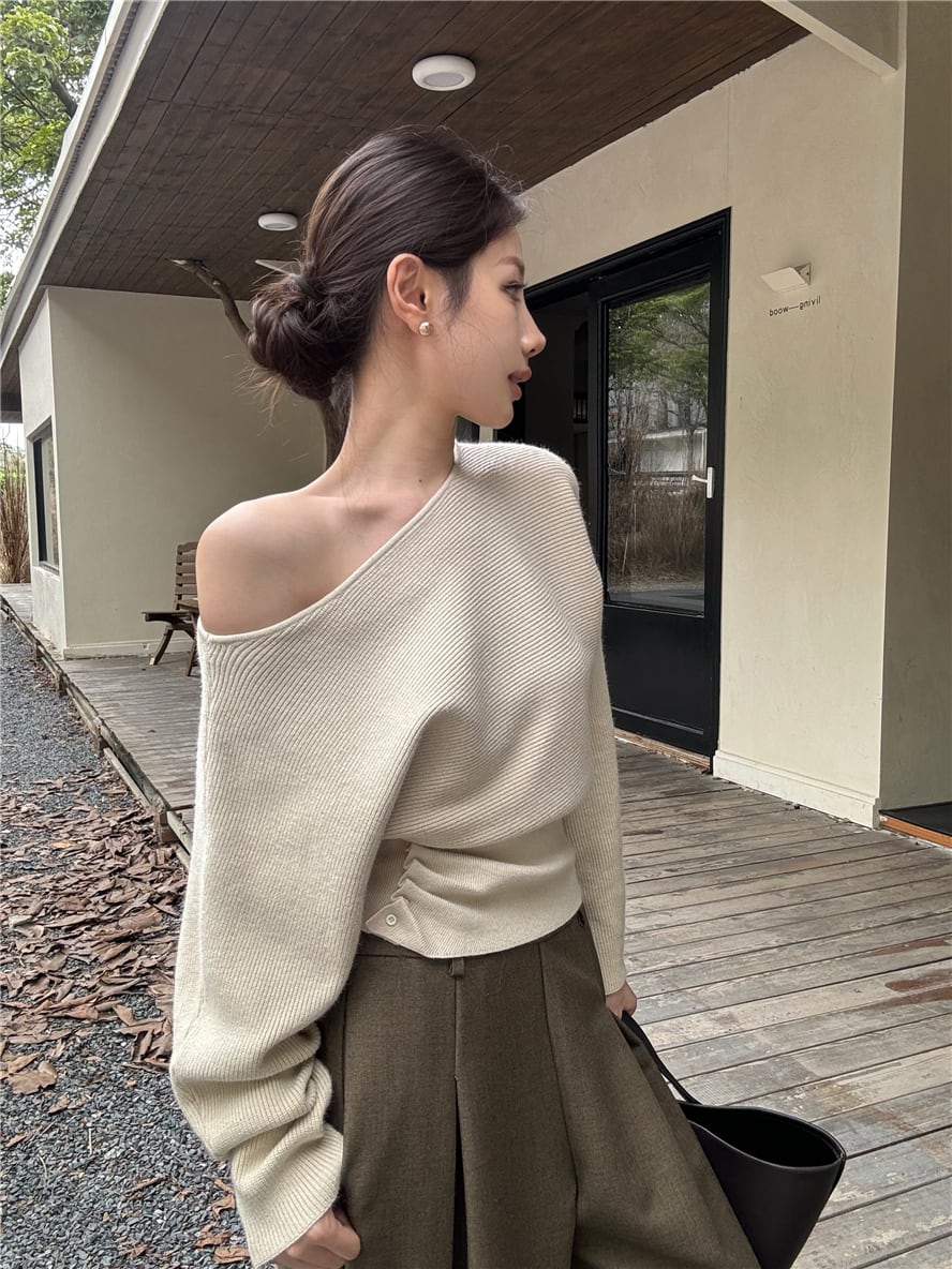 【tops】オフショルダーニットトップス　N2885