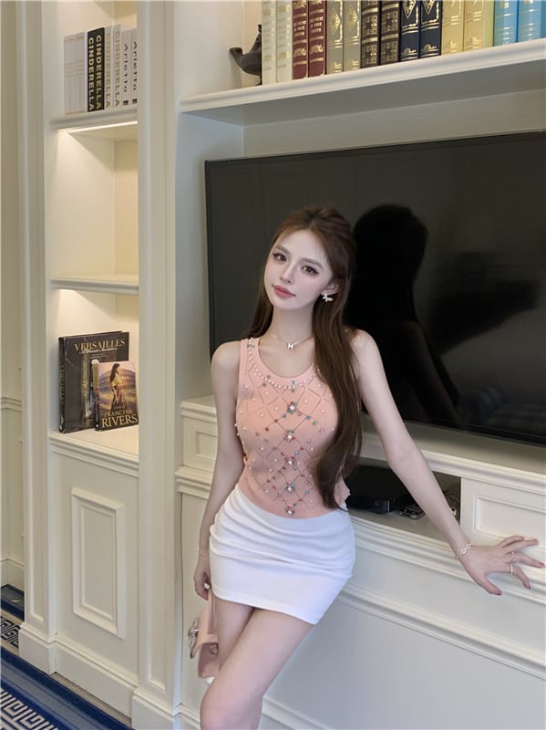 【tops】ビーズニットキャミソール G21217