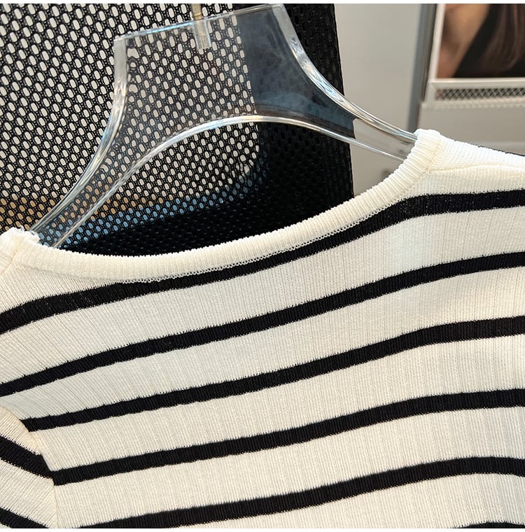 【tops】ビーズリボンニットTシャツG21546