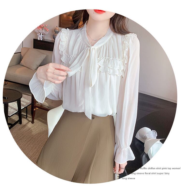 【tops】リボン付きブラウス　M29095