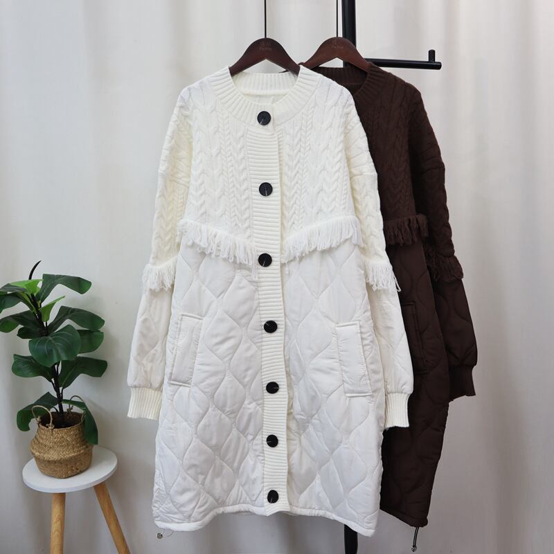 【outer】ニット切り替え棉コート　M27168