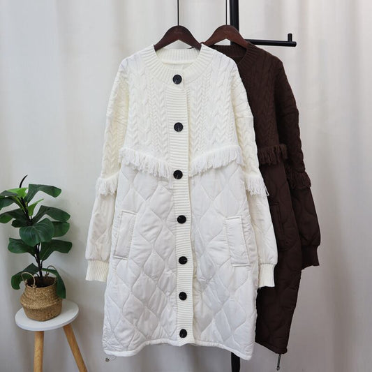 【outer】ニット切り替え棉コート　M27168