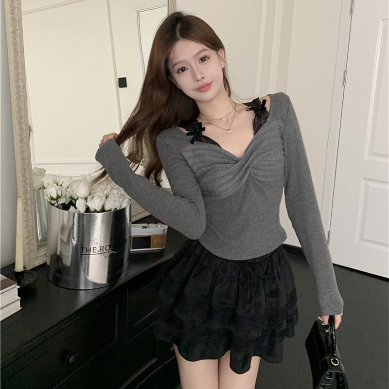 【tops】レース切り替えトップス　M27422