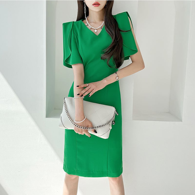【dress】Vネックフリルワンピース　M24286