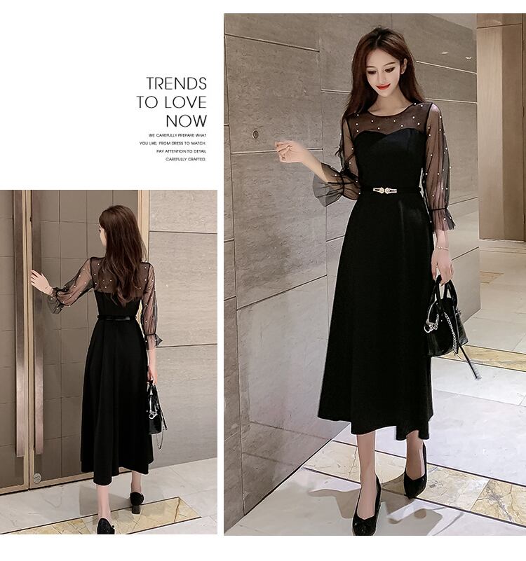 【dress】優しい雰囲気!韓国風気質満点魅力的レトロパフスリーブワンピース G0188