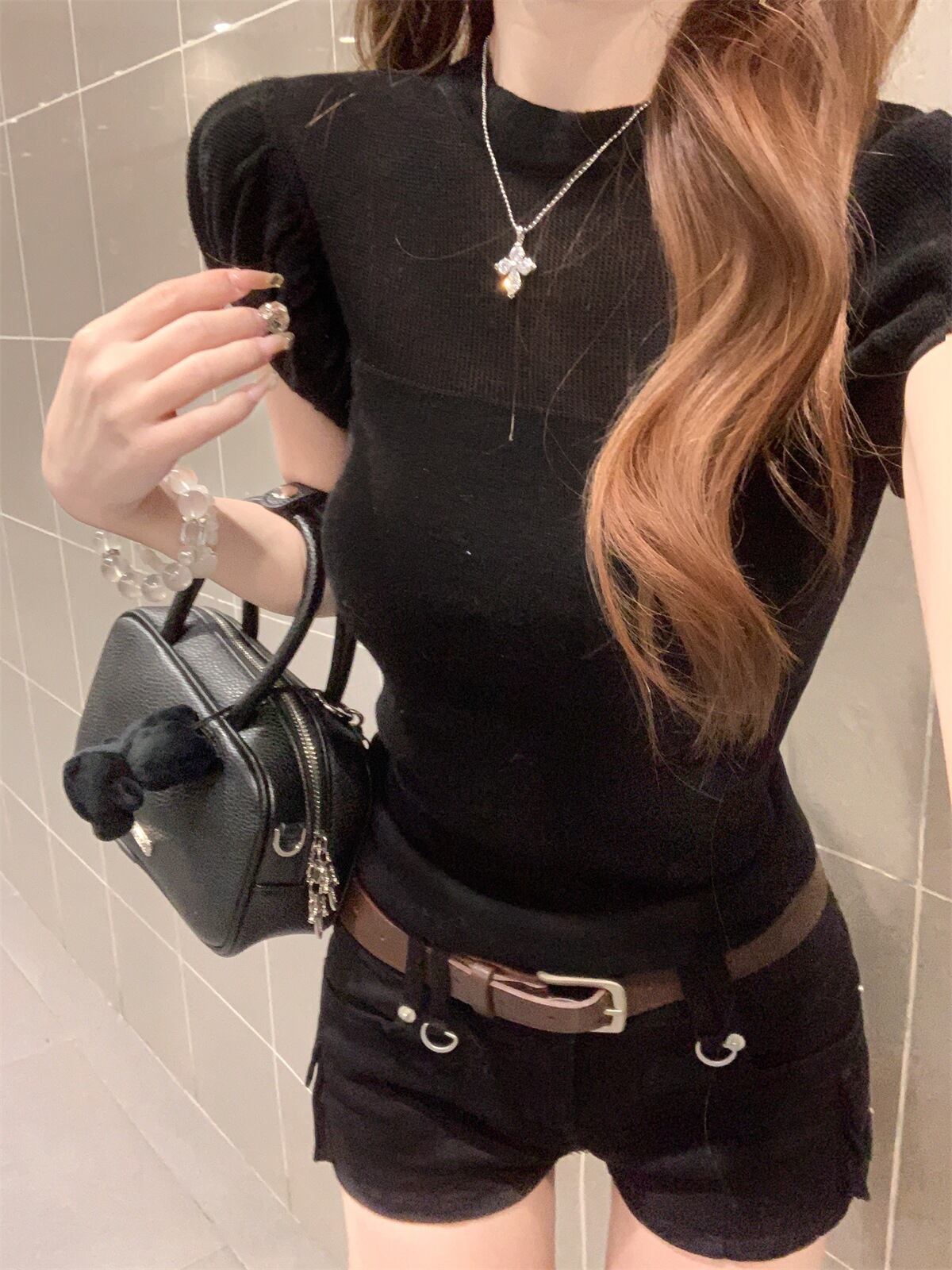 【tops】パフスリーブニットトップス　M29600