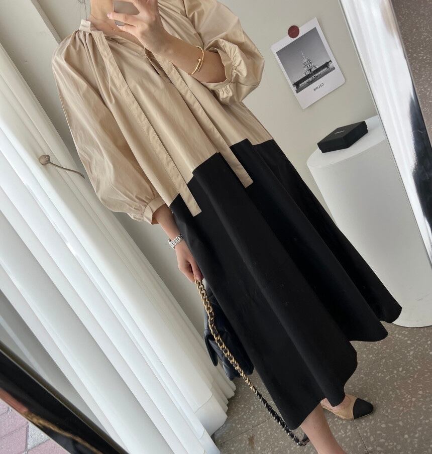 【dress】配色カジュアルワンピース　M18692