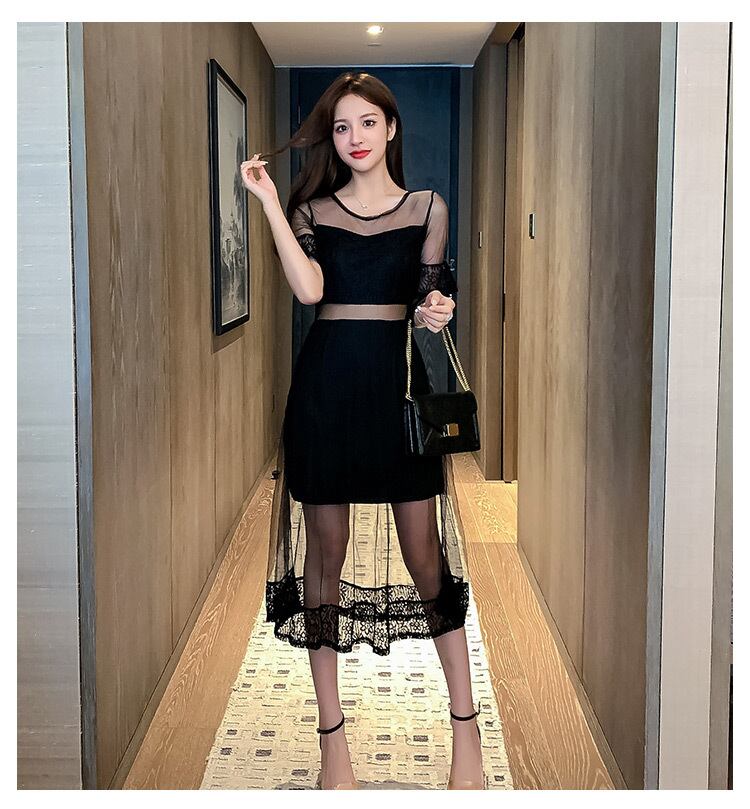 【dress】韓国風気質満点スウィート切り替え着痩せハイウエストワンピース G0271