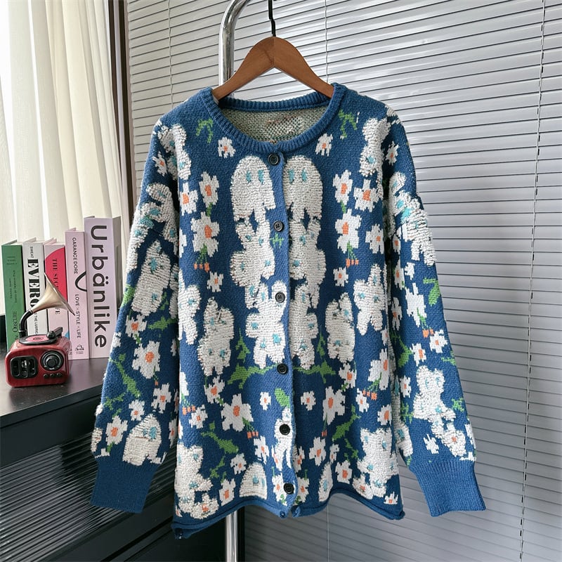 【outer】刺繍ニットカーデ　M25875