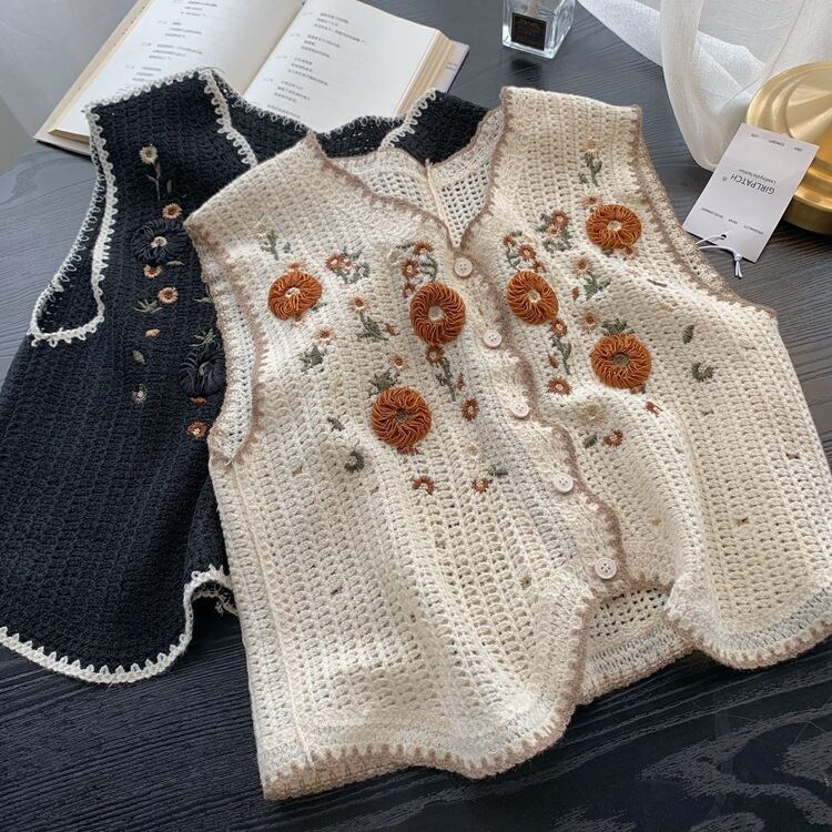 【tops】ジャカードニットベスト　M29410