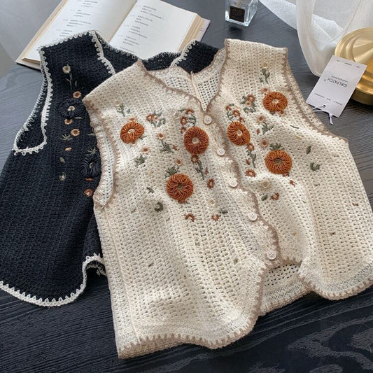 【tops】ジャカードニットベスト　M29410