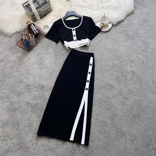 【set】トップス+スリットスカート２点セットG20681