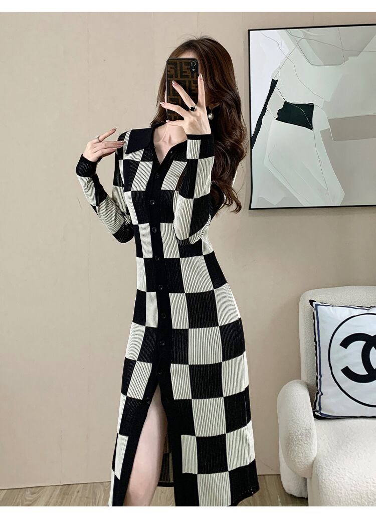 【dress】POLOネックニットワンピース　M19047