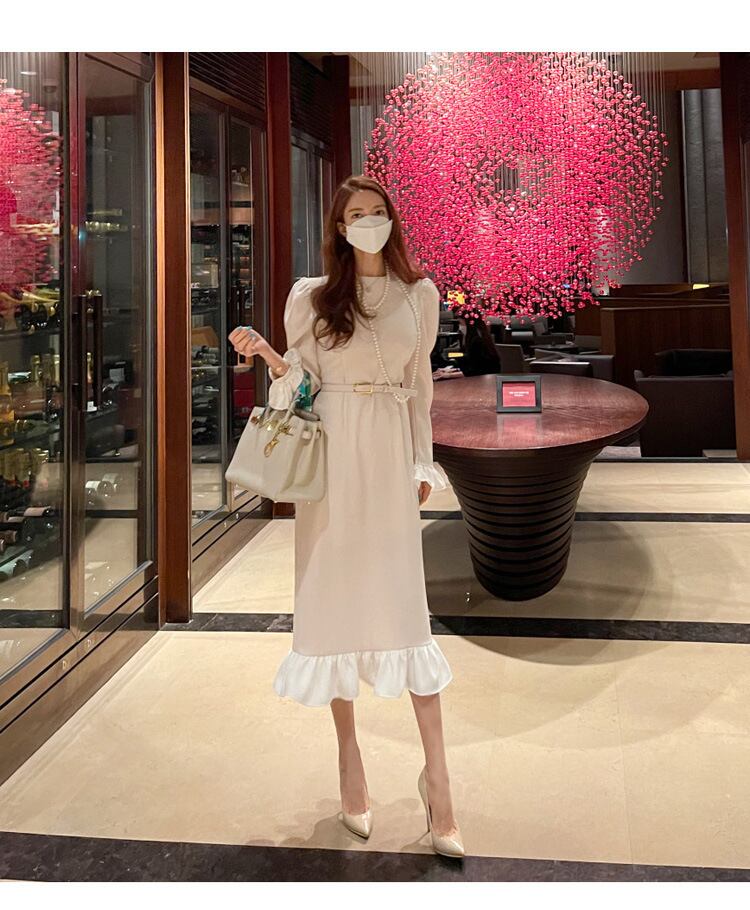 【dress】フリルドッキングワンピース　M18726