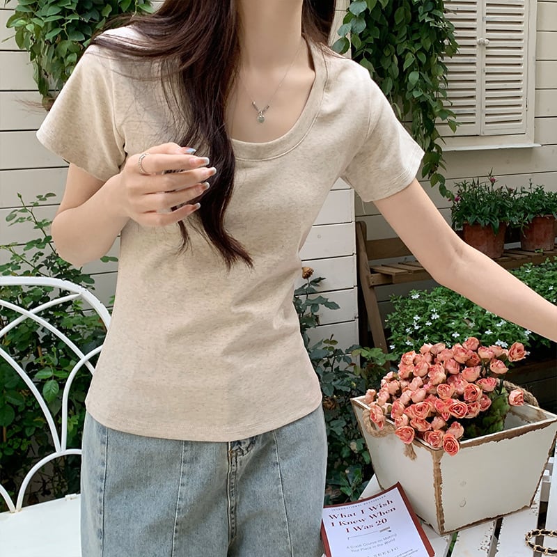 【tops】3色UネックＴシャツF7501