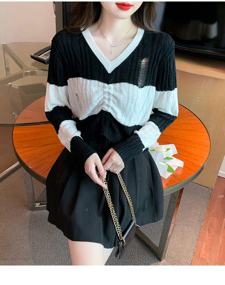 【tops】カットワークニットセーター　M25768