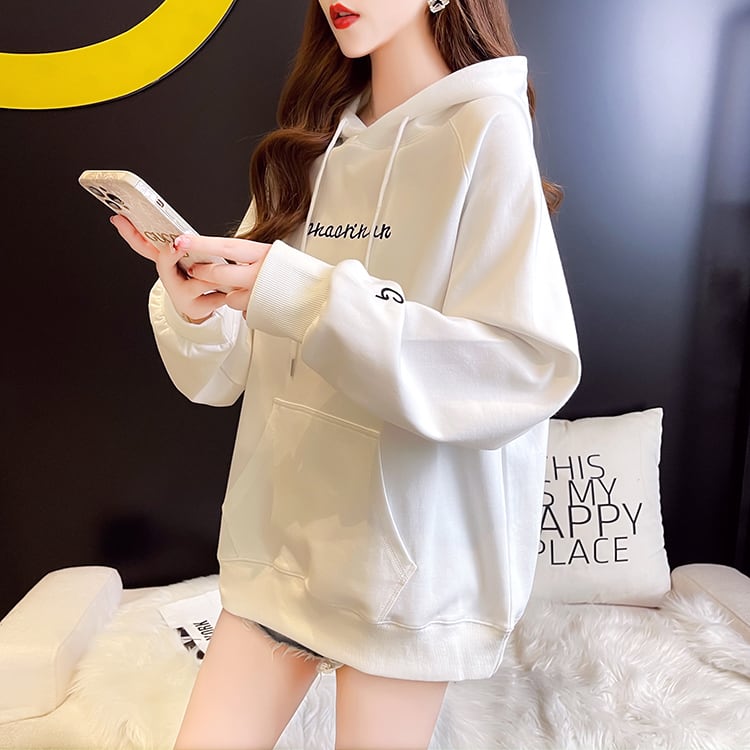 【tops】韓国ファッションフード付き長袖英字柄秋新作3色カジュアル薄手着回しパーカーF0722