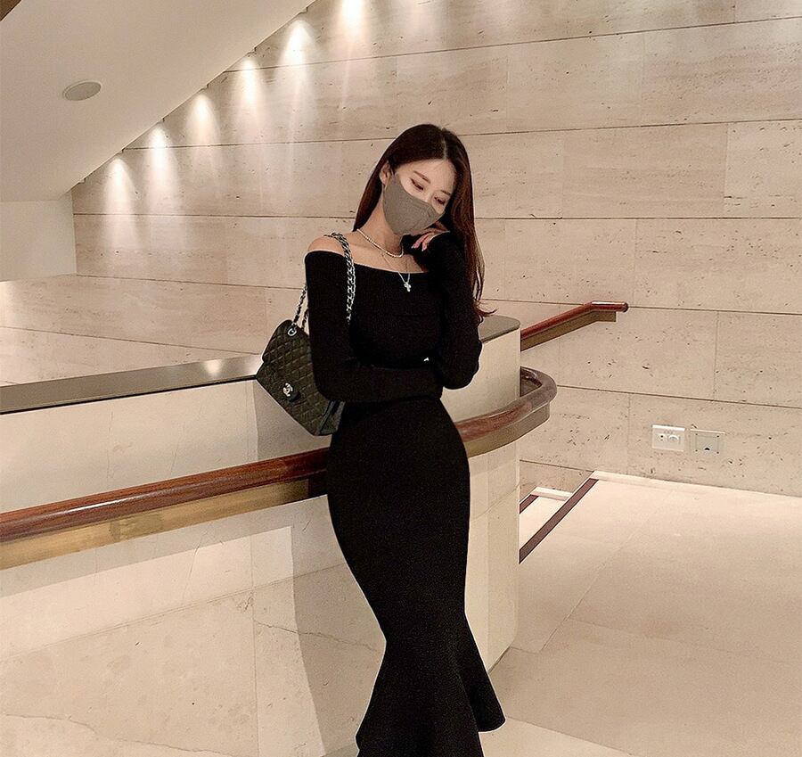 【dress】マーメイドニットワンピース　M18721