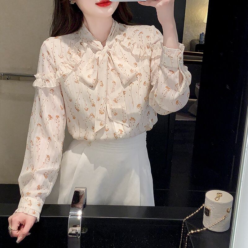 【tops】リボン付きシャツトップス　M18727