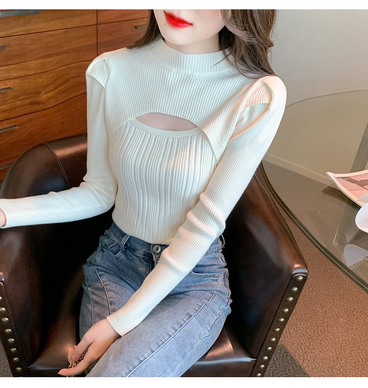 【tops】カットワークニットトップス　M26209