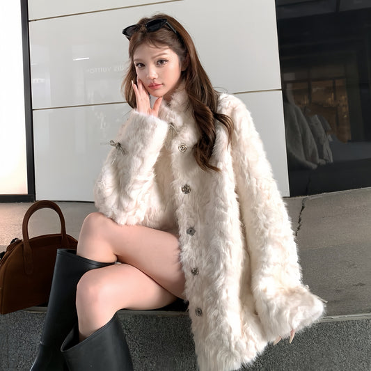 【outer】リボンボリュームファーコート N3457