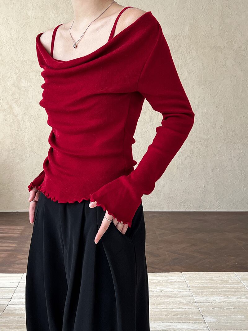 【tops】レイヤードニットトップス　N2875