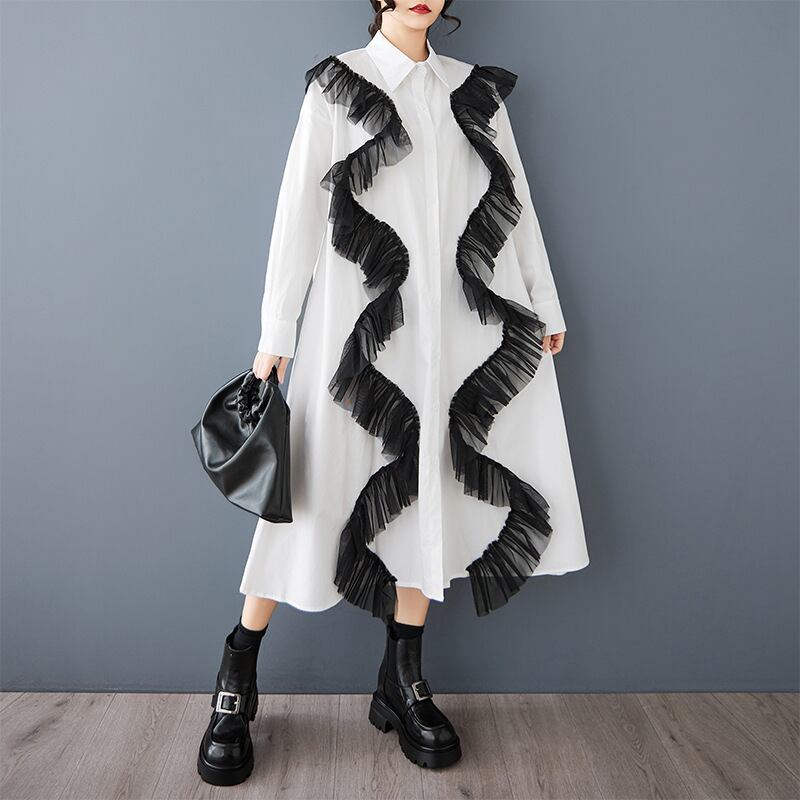【dress】チュールコンビカジュアルワンピース　M28802