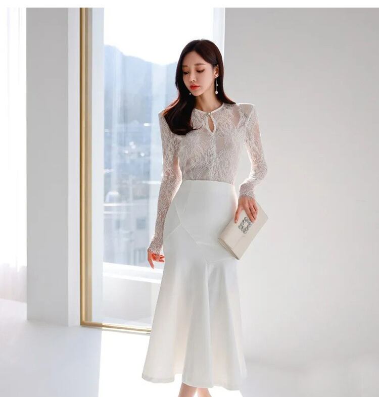 【dress】レース切り替えワンピース　M27301