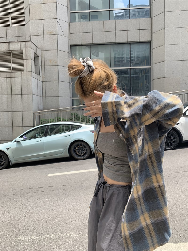 【tops】チェック柄シャツトップス　M25664