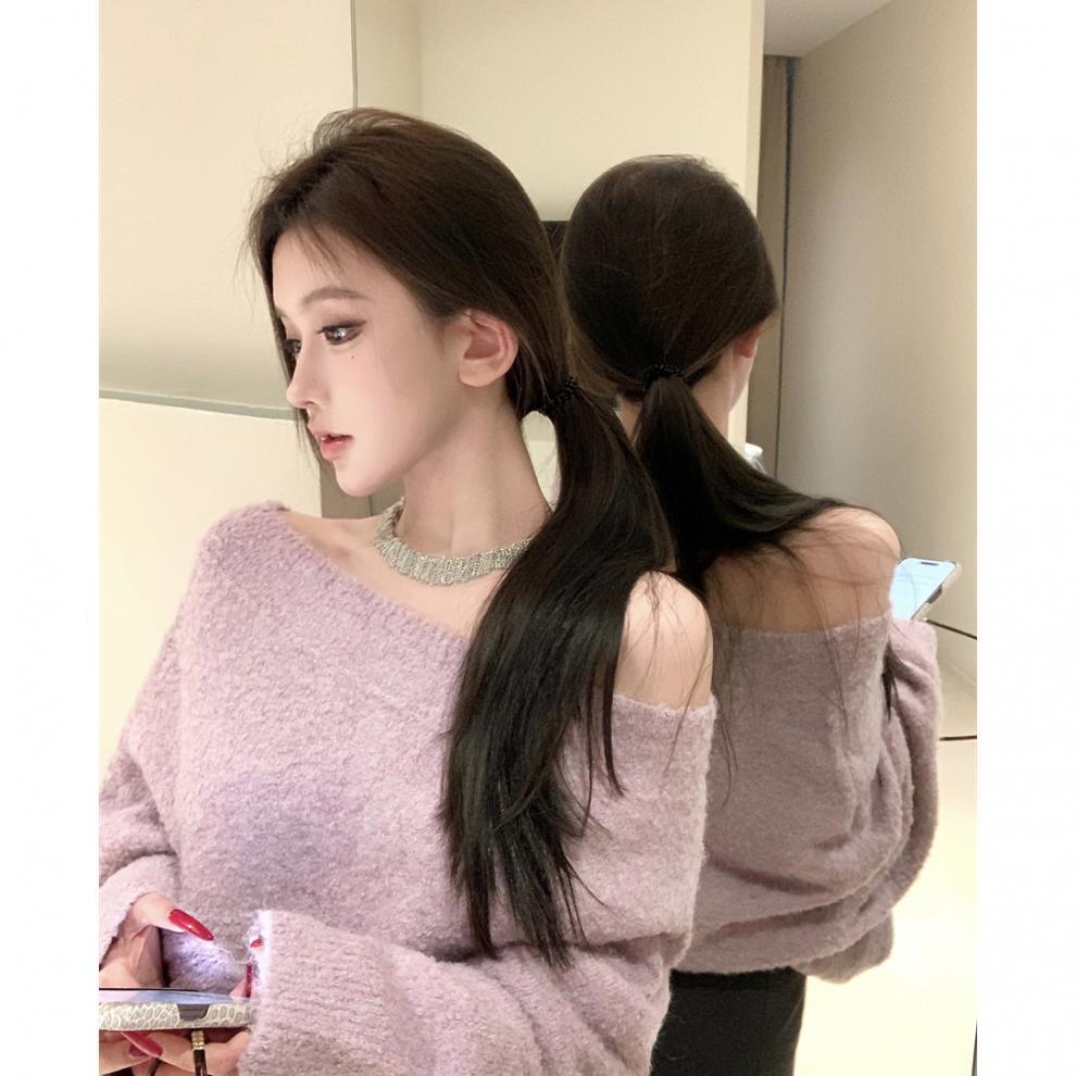 【tops】オフショルダーニットセーター　M28417