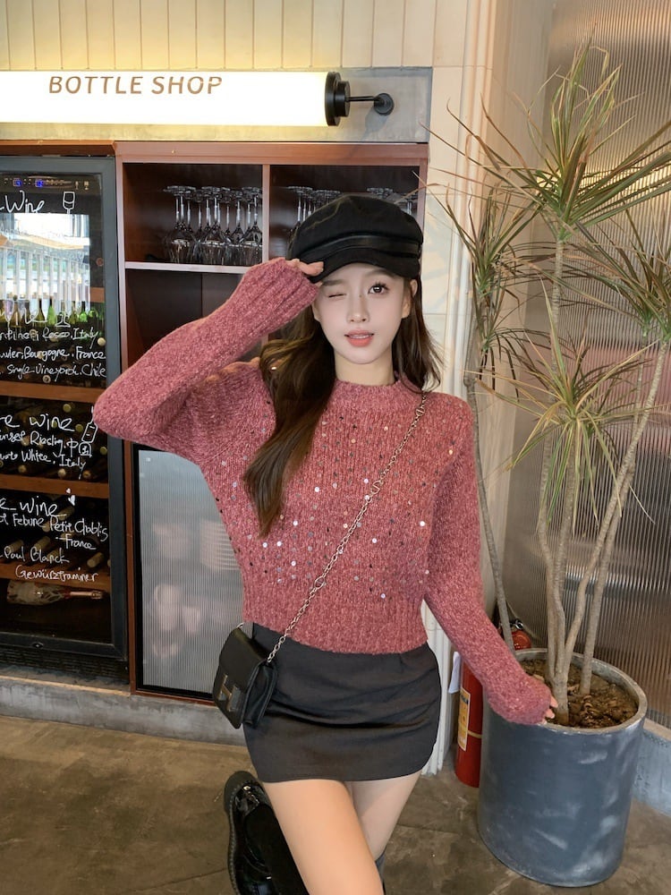 【tops】スパンコールニットセーター　M27848