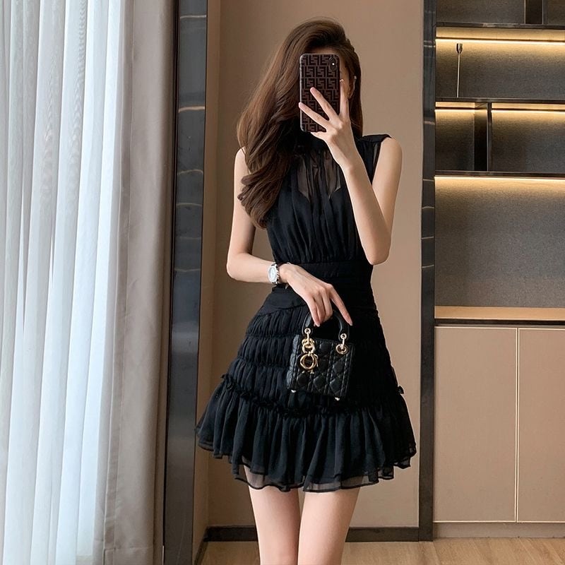 【dress】ウェスト絞りギャザーワンピースF7393