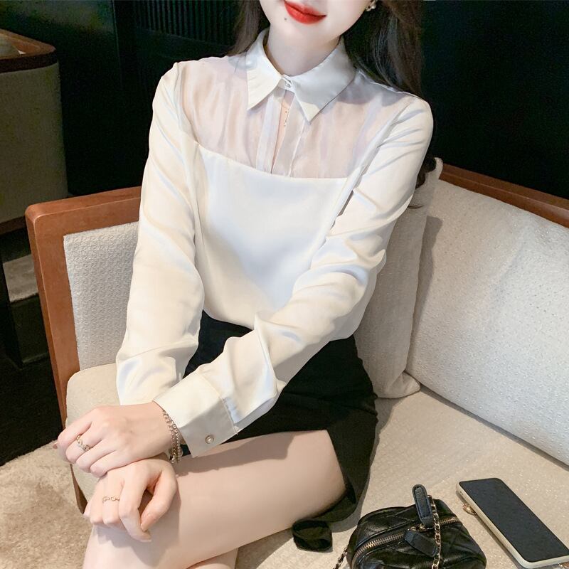 【tops】チュールコンビシャツトップス　M28615