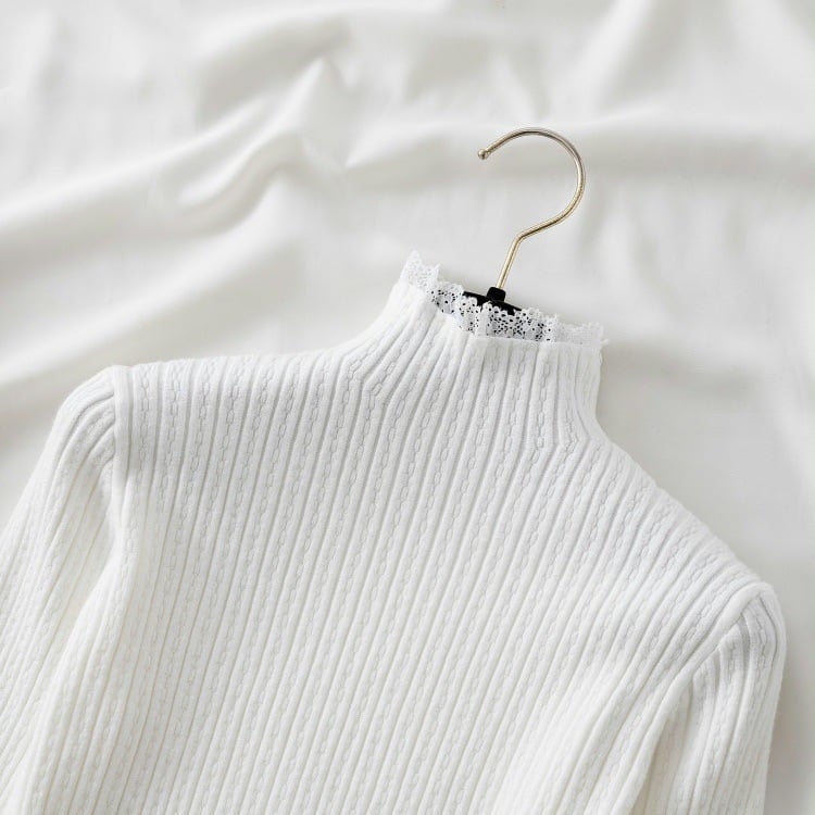 【tops】レース切り替えニットトップス　M28663